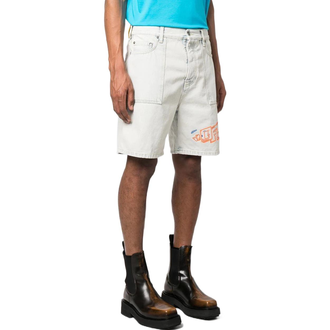 Off-White embroidered-logo Denim Shorts OMYC014S23DEN0014066