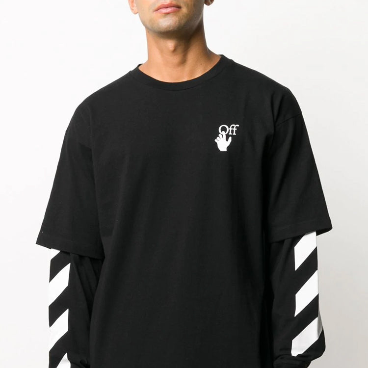 Off-White Fw20 Diagonal Stripe Layered Sleeve Swea OMAB022F20FAB0031001