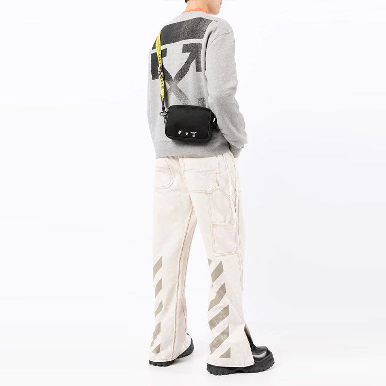 Men's Off-White FW21 Chest Logo Printing Back Arrow Pattern Long Sleeves Loose Fit Gray OMBA025F21FLE0060810