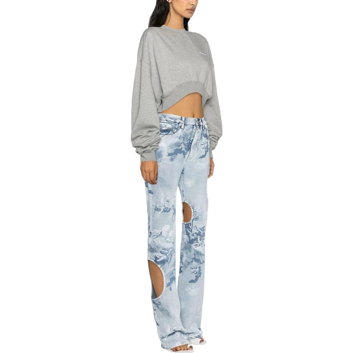 (WMNS) Off-White Oversized-sleeve Cropped Sweatshirt 'Grey' OWBA069C99JER0030801