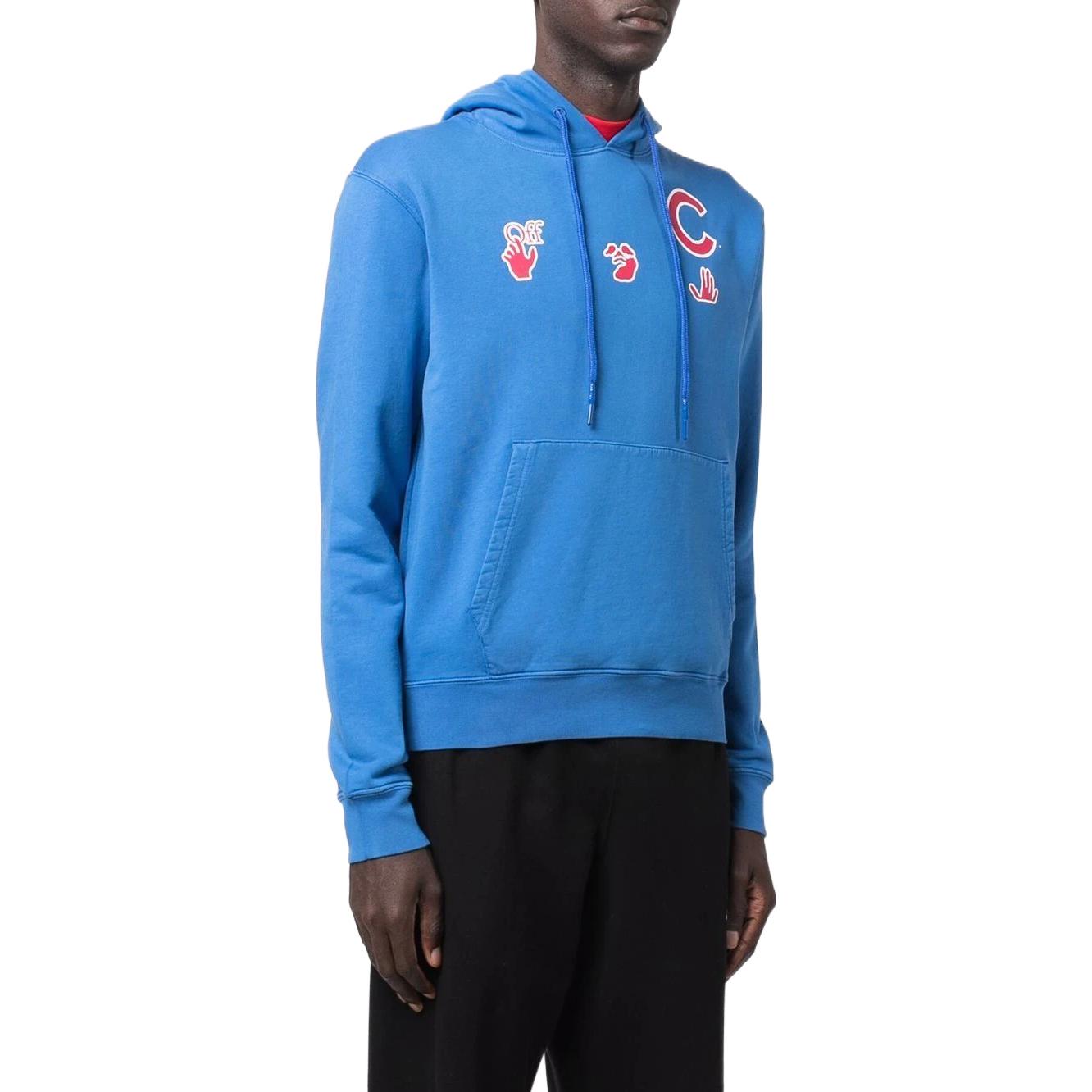 Off-White Mlb Chicago Cubs Cotton Jersey Hoodie 'Blue' OMBB034G21FLE005