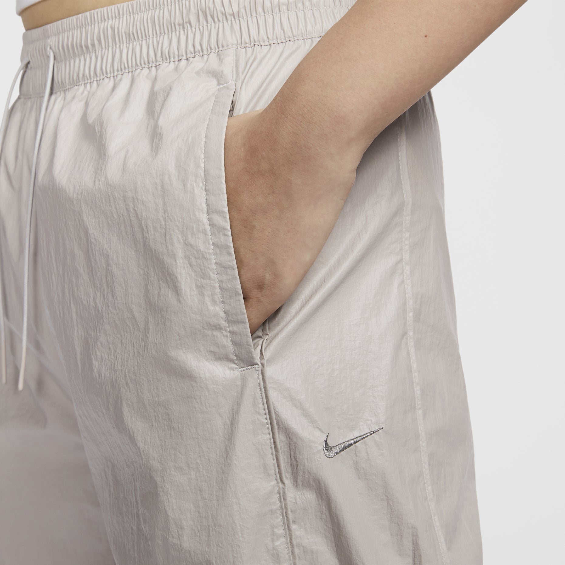 (WMNS) Nike Woven High-Waisted Open-Hem Pants 'Light Iron Ore' HM9765-014