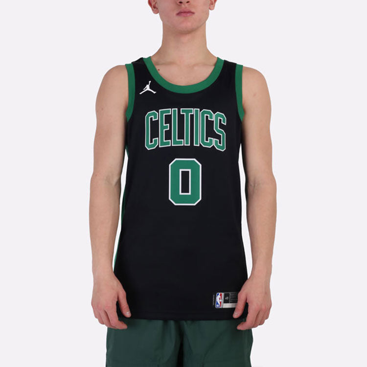 Air Jordan NBA Sports Basketball Jersey Vest SW Fan Edition Boston Celtics Tatum No. 0 'Black Green' CV9470-011
