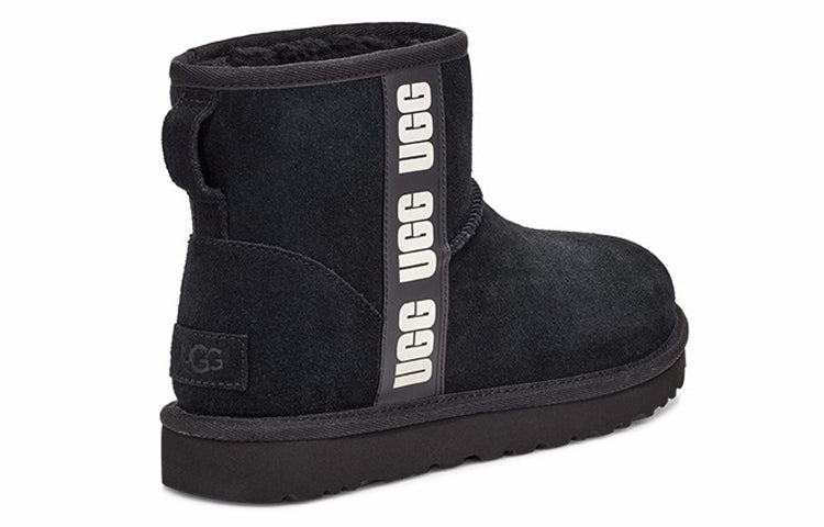 (WMNS) UGG Mini Side Logo 'Black White' 1122558-BWHT