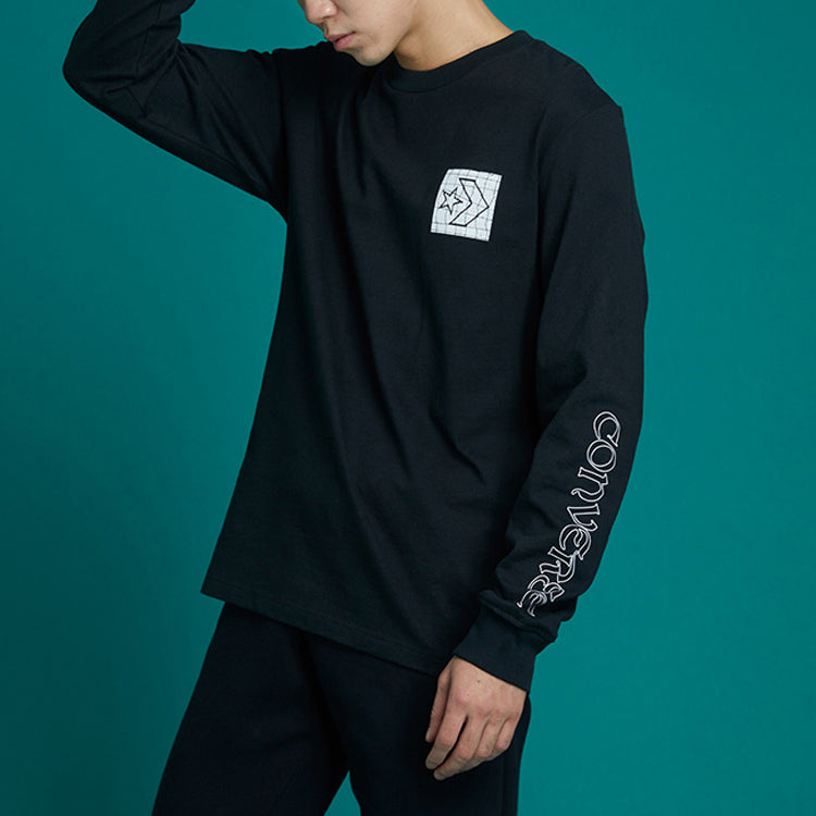 Converse Distorted Court Long Sleeve T-Shirt Asia Sizing 'Black' 10021108-A01