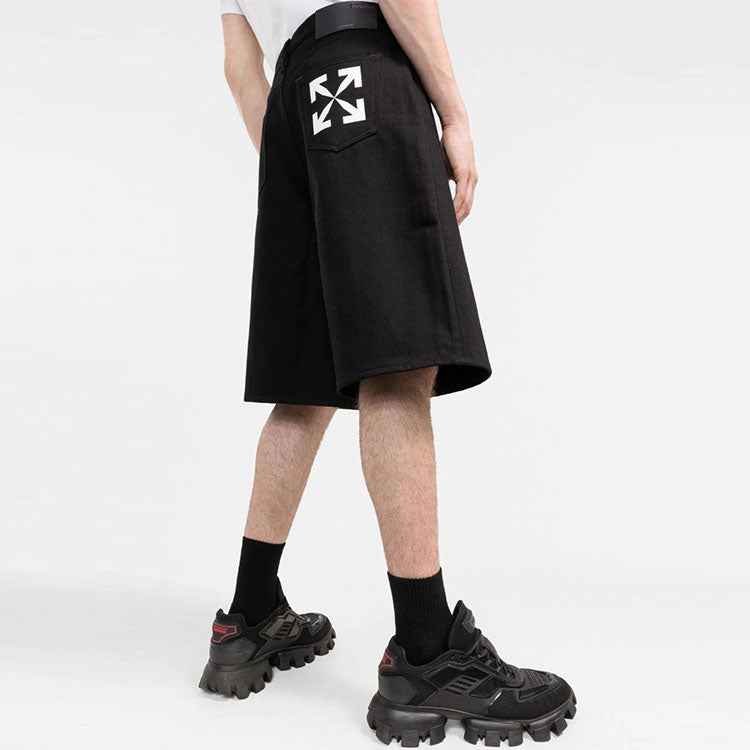 Men's Off-White SS22 Arrow Logo Printing Casual Shorts Loose Fit Black OMYC010C99DEN0021001
