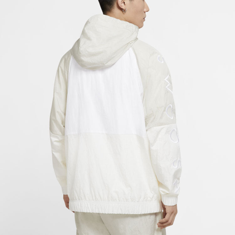 Nike Sportswear Swoosh Half Zipper Big Pocket Woven hooded Logo Jacket White CU3886-072