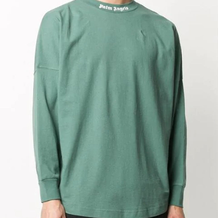 Men's PALM ANGELS Classic Logo Long Sleeves Green PMAB001E20JER0025959