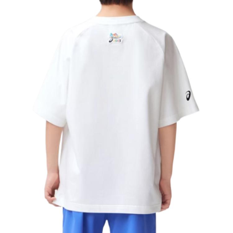(GS) ASICS Logo Print T-shirt 'White Blue' 332241173077-10