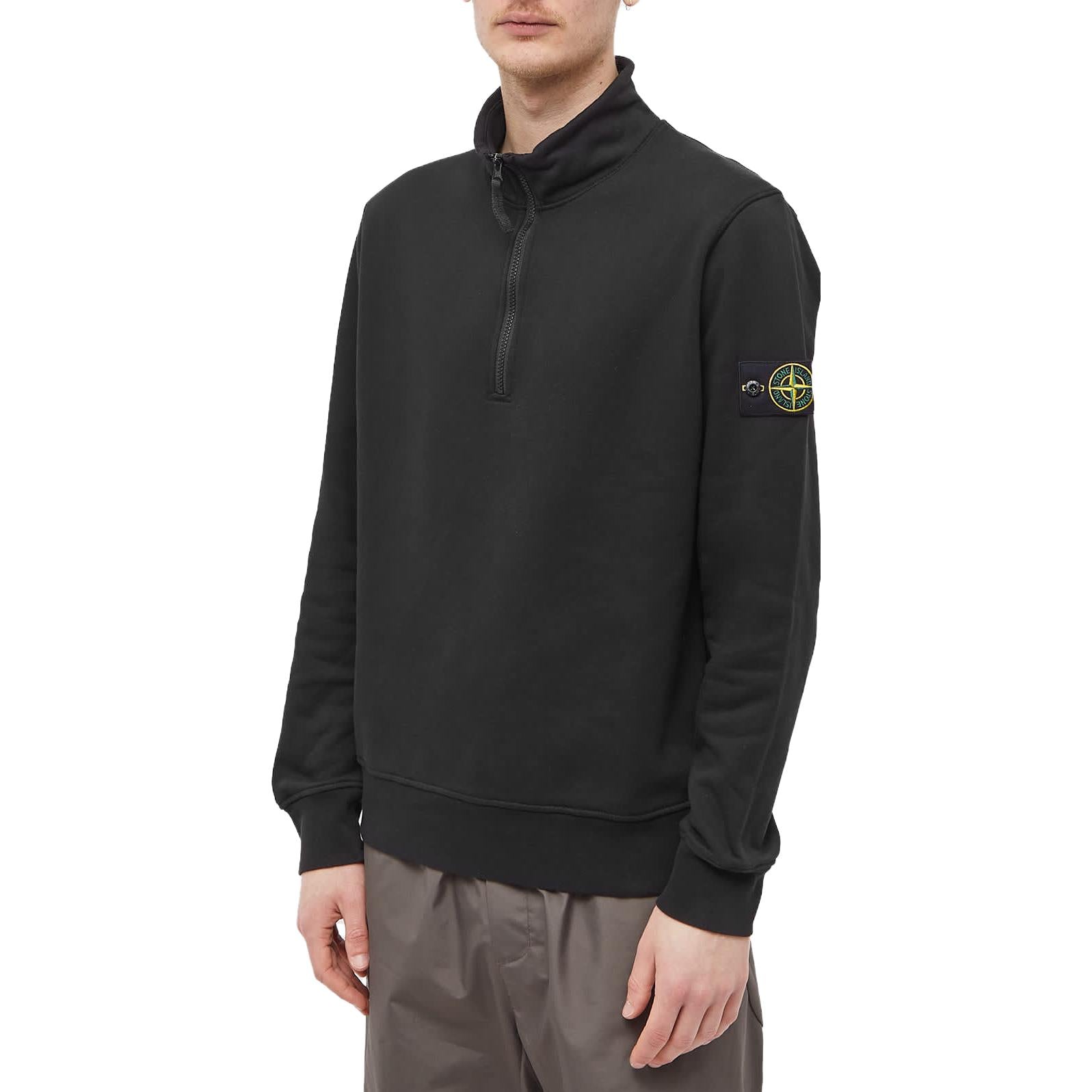 STONE ISLAND Garment Dyed Half Zip Sweatshirt 'Black' 101561951-A0029