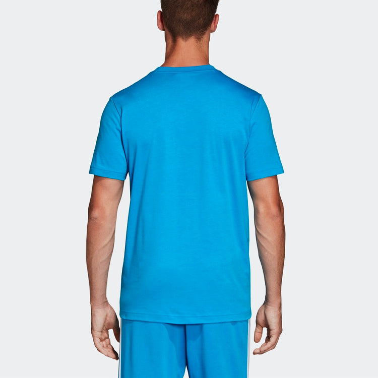adidas Large Logo Sports Stylish Round Neck Short Sleeve Blue DX2490