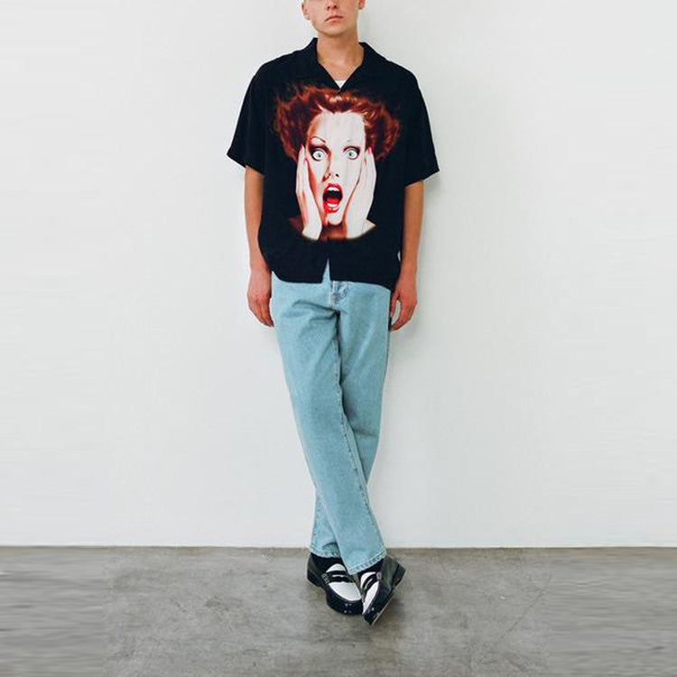 Men's Stussy Harumi Printing V neck Black 1110146