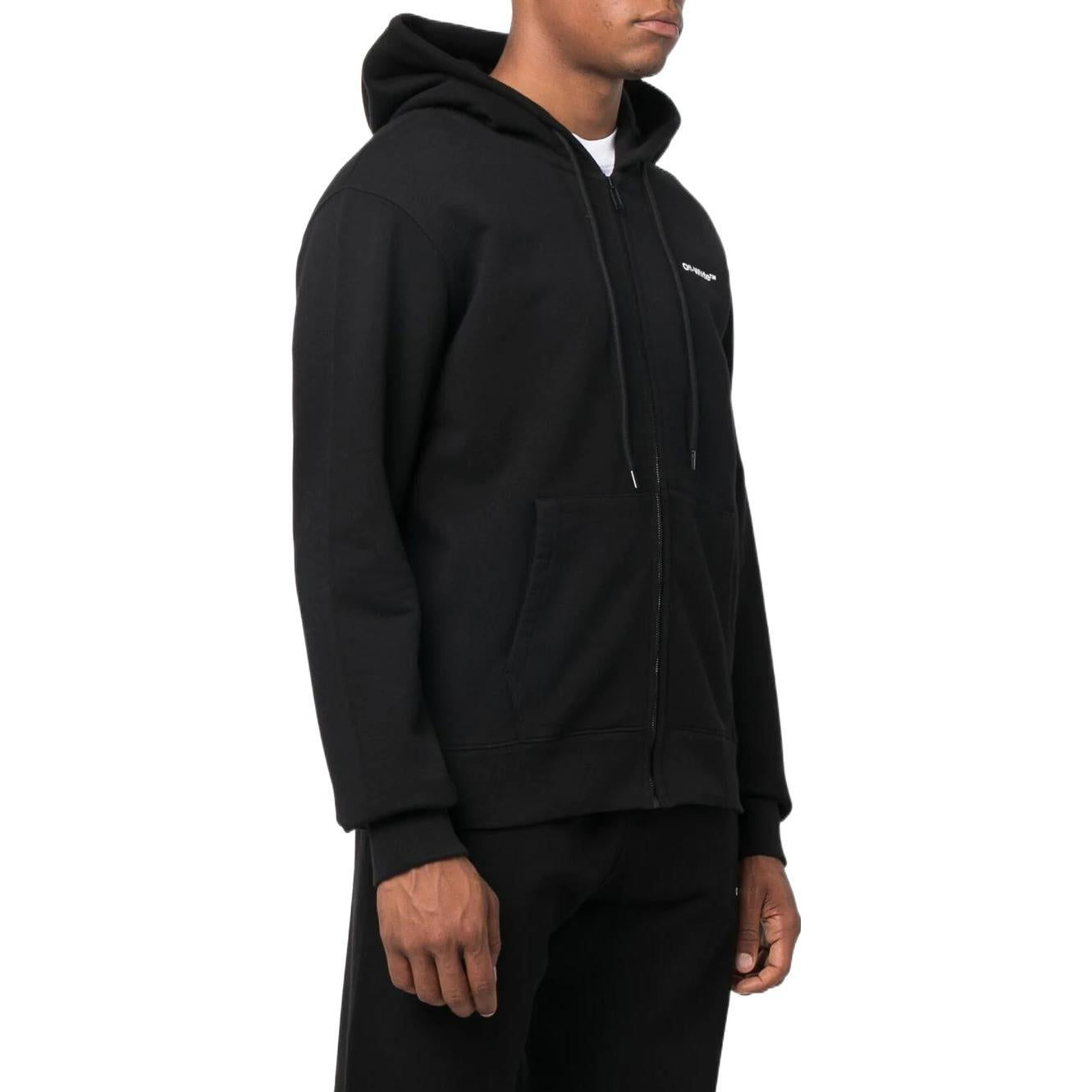 Men's Off-White FW22 Twill Logo Printing Zipper Loose Fit Black OMBE013F22FLE0071001