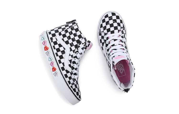 Vans Youth Candy Hearts SK8-HI Zip Mid-Top Sneakers K Black/White VN0A4UI4ABY