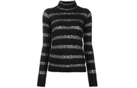 SAINT LAURENT Striped Lurex Turtleneck Sweater