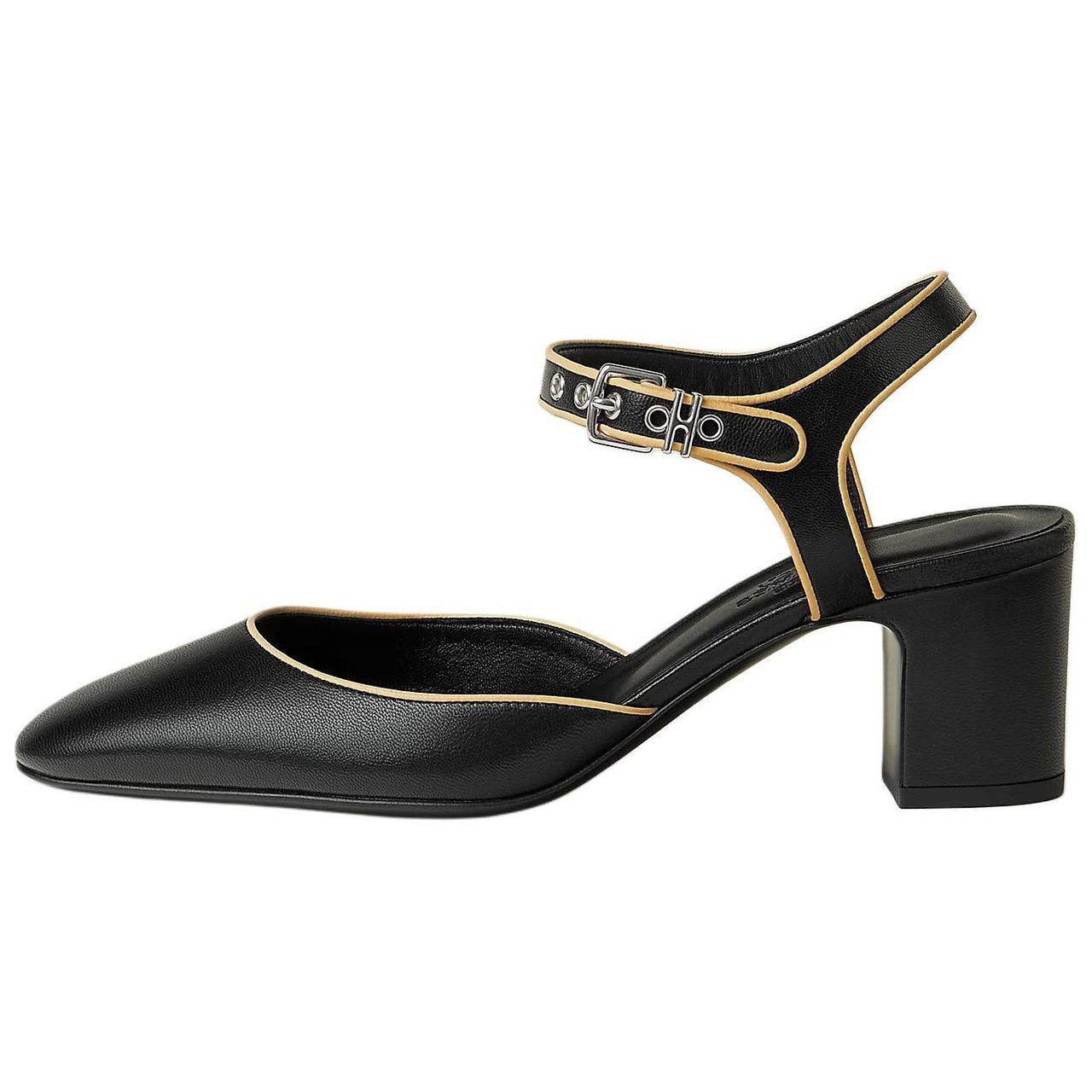 HERMES Kamilla Chunky Heel High Heels 6cm Women's Black