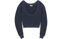 SAINT LAURENT Scoop-Neck Cropped Sweatshirt