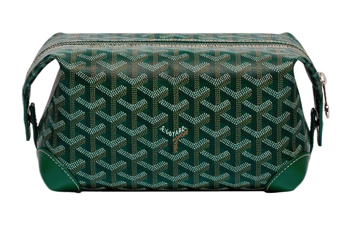 GOYARD Canvas With Heifer Skin Travel Bag Toiletry Bag Unisex Green