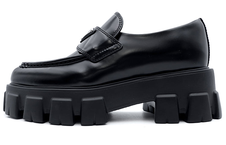 PRADA Women's Monolith Pointy Brushed Leather Loafers 'Black'