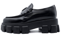 PRADA Women's Monolith Pointy Brushed Leather Loafers 'Black'