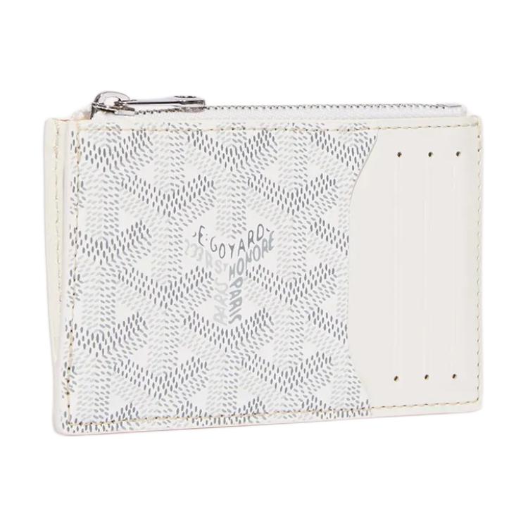 GOYARD Canvas With Calfskin Card Holder Unisex White