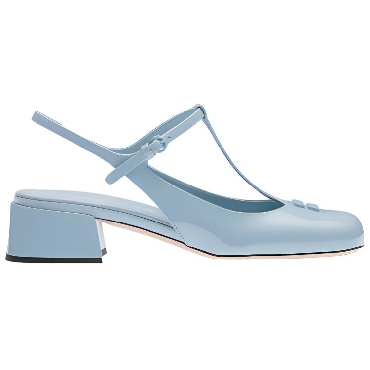 MIU MIU Chunky Heel High Heels 3.5cm Women's Light Blue