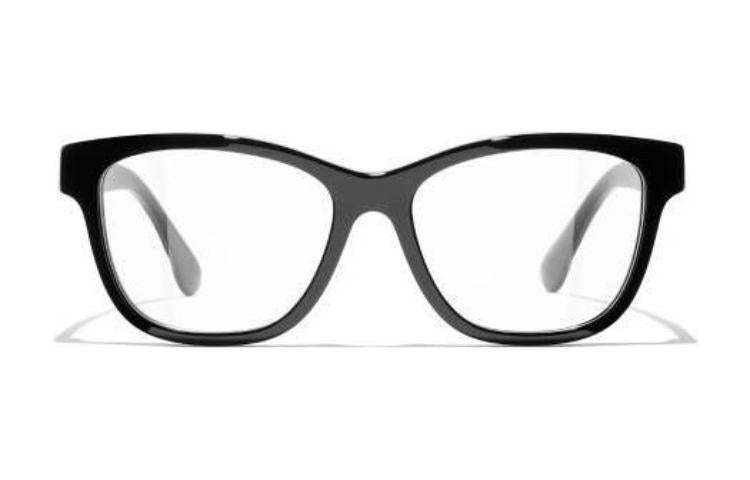CHANEL Acetate Square Eyeglass Frames Women's Black