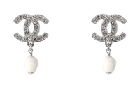 CHANEL Earrings Women's White/Silver