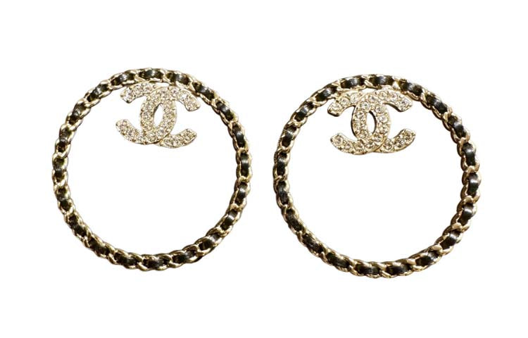 CHANEL Earrings Women's Gold/Black