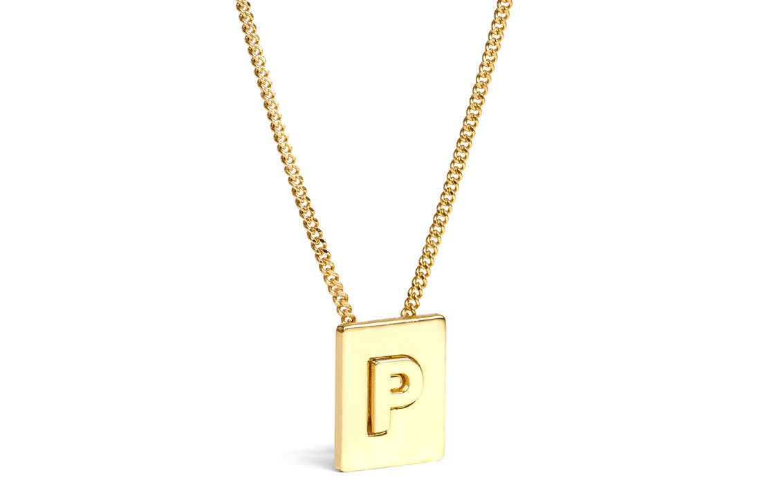 CELINE Alphabet P Necklace In Brass With Gold Finish
