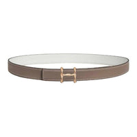HERMES Calfskin Leather Belts Women's Brown White Width 2.4CM