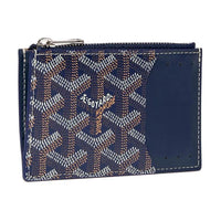 GOYARD Canvas With Calfskin Card Holder Unisex Marine Blue