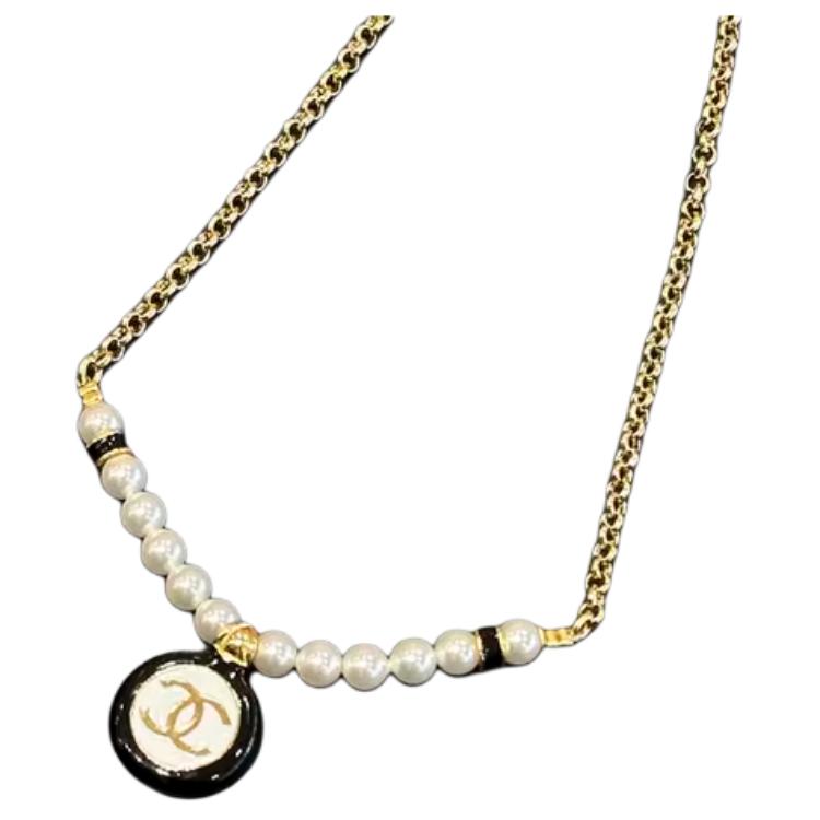 CHANEL Metal, Artificial Pearl Necklaces Women's Gold
