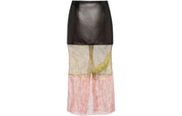 PRADA Leather Long Skirts Women's Black Pink