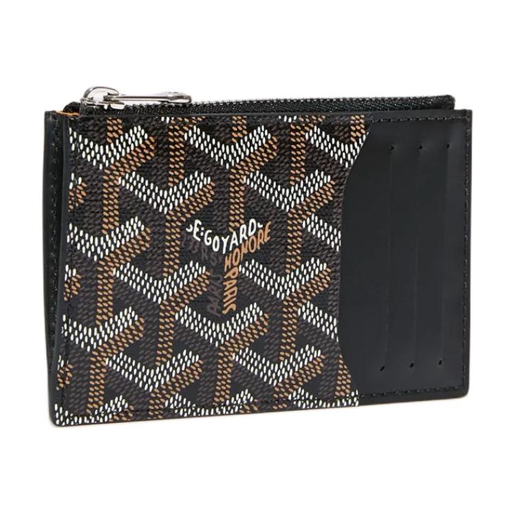 GOYARD Canvas With Calfskin Card Holder Unisex Black