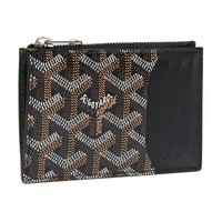 GOYARD Canvas With Calfskin Card Holder Unisex Black