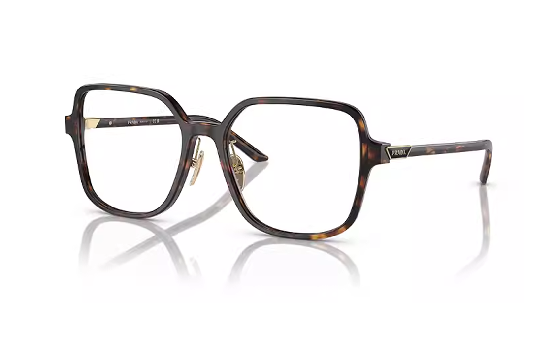 PRADA Plate Frame Irregular Shape Eyeglass Frames Unisex Tortoiseshell