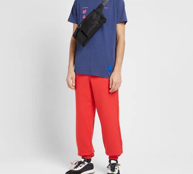 Men's Off-White Printing Logo Red Sports Pants/Trousers/Joggers OMCH020E19E300032091