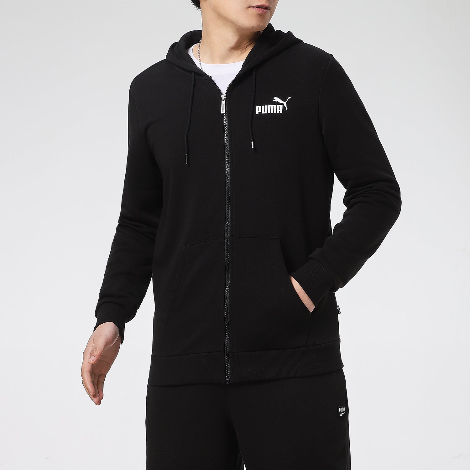 PUMA Big Logo Full Zip Up Jacket 'Black White' 588657-01