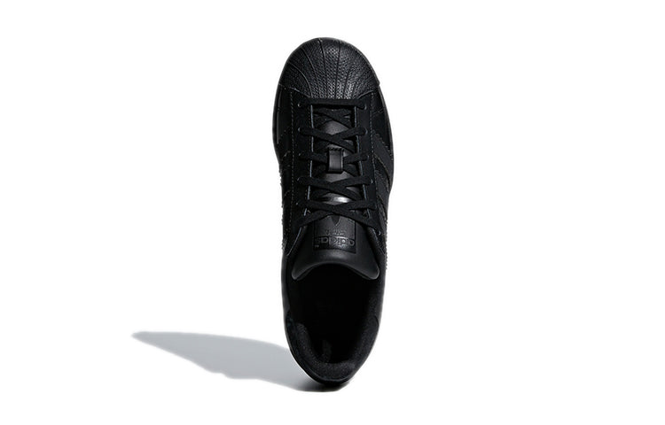 (GS) adidas originals Superstar J Cozy Wear-resistant Skateboarding Shoes 'Black' CG6613