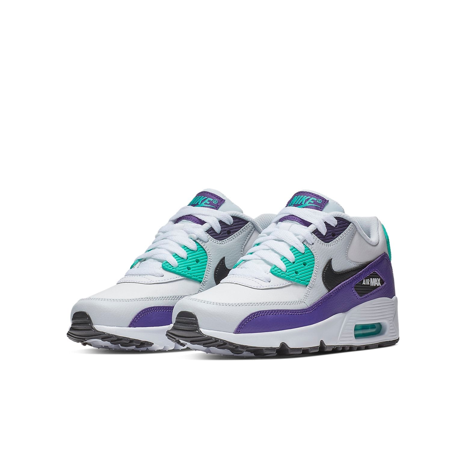 (GS) Nike Air Max 90 LTR Leather Low-Top White/Grey 833412-115