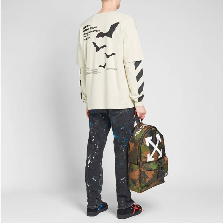 Off-White Diagonal Bats Double Sleeve For Men White OMAB022E191850074810