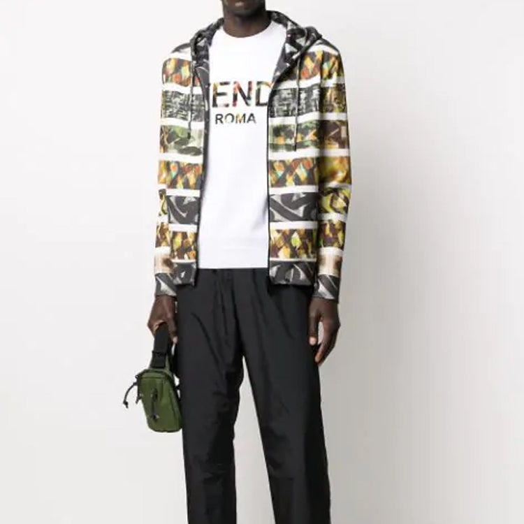 FENDI Botanical Print zip-up Hoodie FY0984ABP7