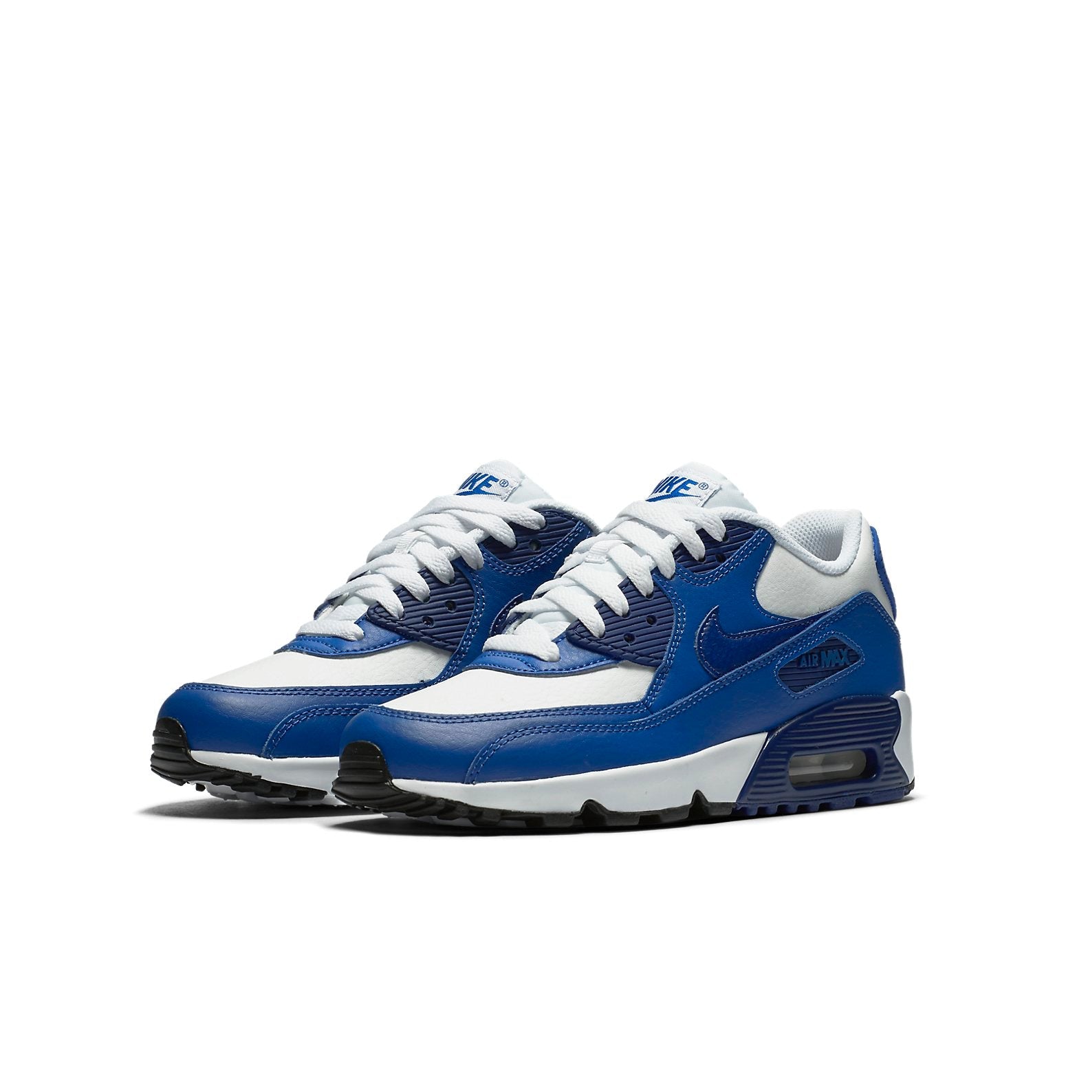(GS) Nike Air Max 90 LTR Leather Low-Top White/Blue 833412-105