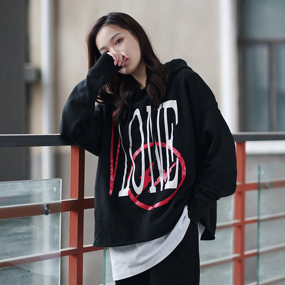 VLONE x Fragment Design Unisex Logo Sweatshirt Black/Red VLHD17FW006