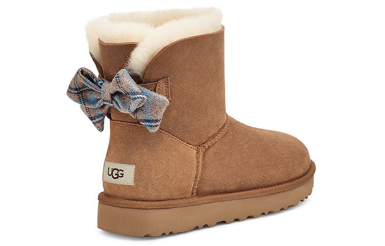 (WMNS) UGG Mini Bailey Bow Plaid Ribbon 1119115-CHE
