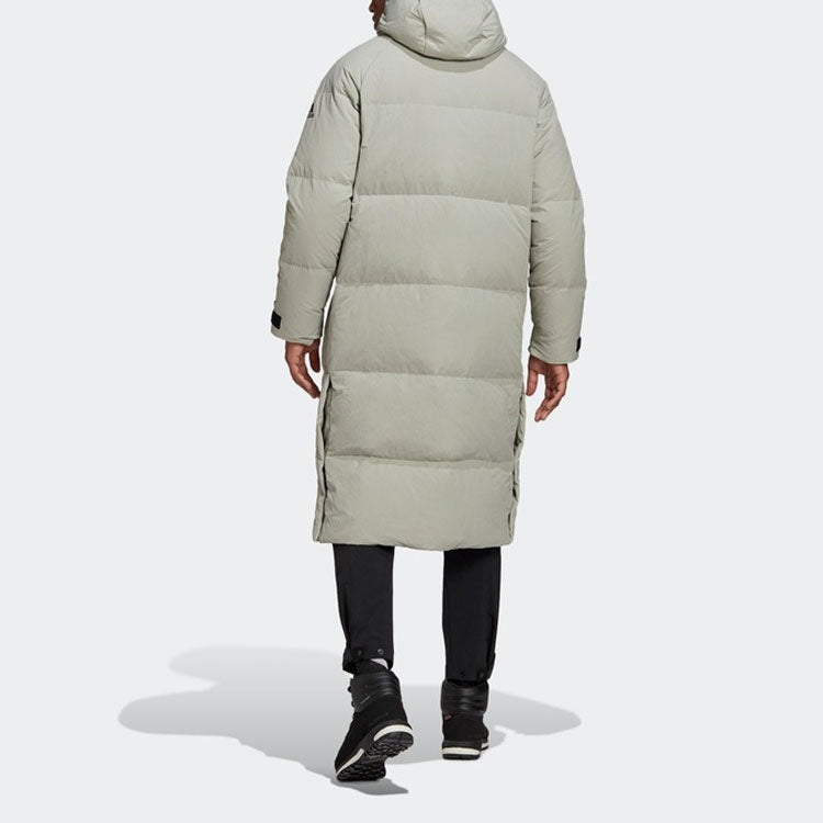 adidas Solid Color Zipper hooded down Jacket Gray FT2489