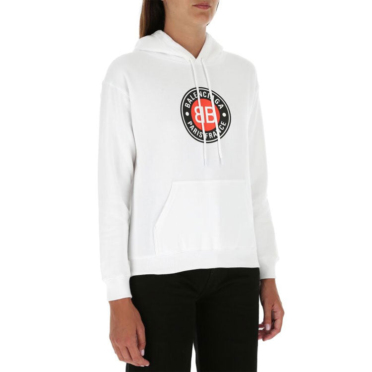 (WMNS) Balenciaga Casual Cotton hooded Long Sleeves Hoodie White 612959TJVD79000
