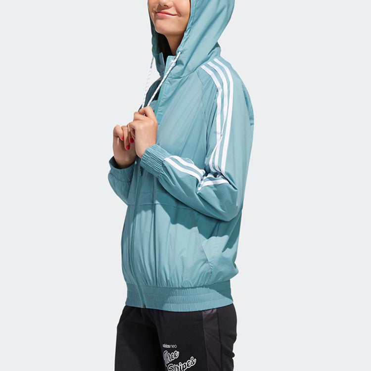 (WMNS) adidas neo Sports hooded Long Sleeves Jacket 'White Gray Black' FK9938