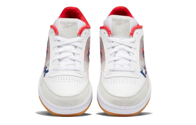Reebok Club C 85 Lightweight Cozy Low Top Casual Skate Shoes White Red Blue EH0137